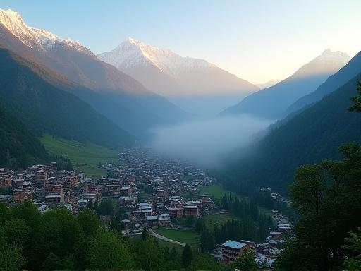 पहाड़ी गांव की यात्रा के दौरान ली गई चित्रित फोटो