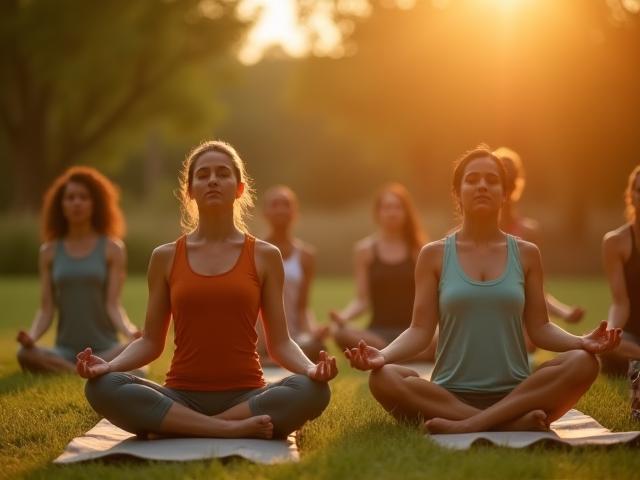माइंडफुलनेस वर्कशॉप के योग सत्र की फ़ोटो